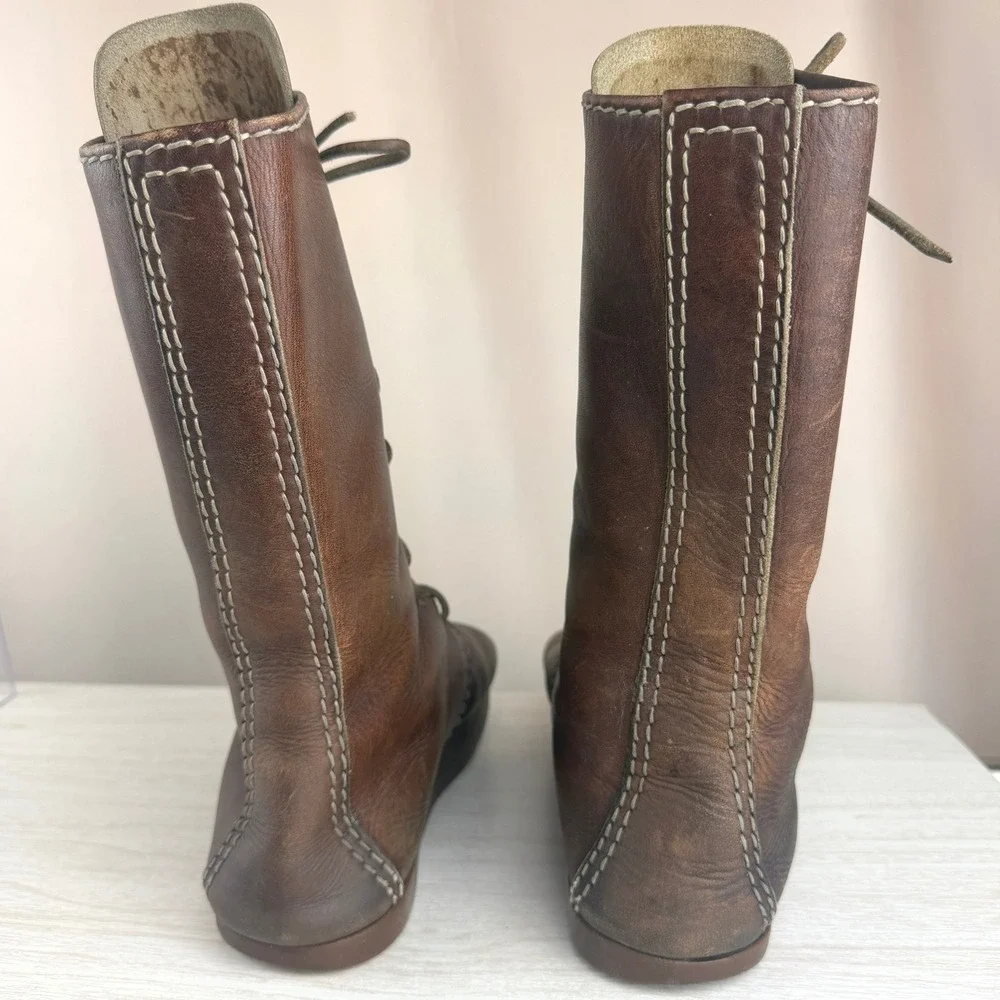 Vintage Kalsø|Minus Heel|Negative-Heel Boots|42.5|Lace Up Leather Copenhagen 70s